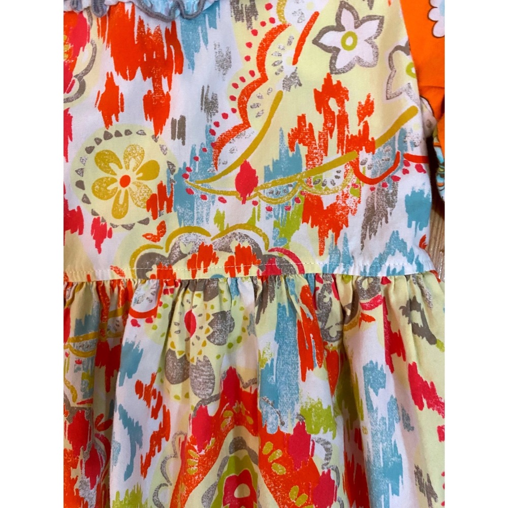 Sage & Lilly Girls Orange Paisley Floral Ruffle Boutique Dress Long Sleeve Sz 5 - Picture 6 of 10